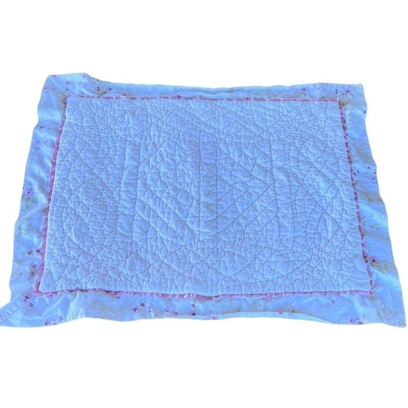 Simply Shabby Chic Cherry Blossom Quilted Pillow Sham Standard Size Satin Trim - Picture 3 of 11